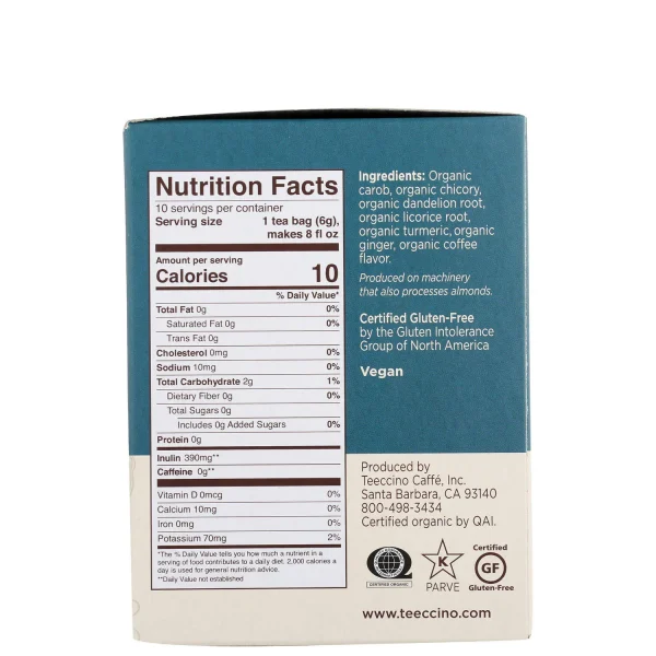 Teeccino DandelionTurmeric 10ctTBC Nutrition